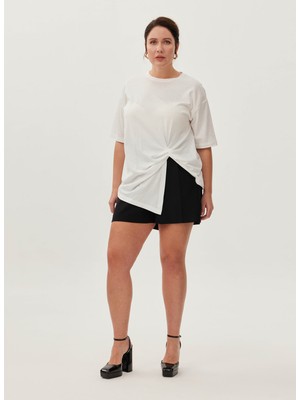 Luokk Bisiklet Yaka Ekru Kadın T-Shirt Hardy