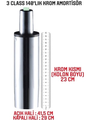 Tura Ofis 3 Class 140'Lık Krom Amortisör Ofis Koltuğu Yedek Parçası