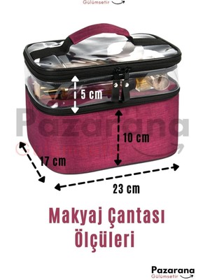 Ankaflex Makyaj Çantası Çift Bölmeli Makyaj Çantası Şeffaf Makyaj Çantası Şeffaf Bölmeli Makyaj Çantası Makyaj Çantası