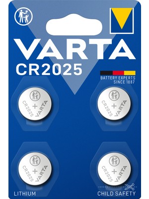 VARTA CR2025 'li Lityum Düğme Pil 4'lü paket