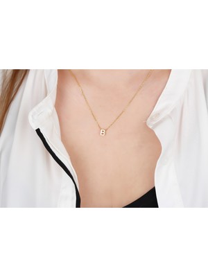 Glorria Gümüş 3 Boyutlu Minimalist B Harfi Kolye