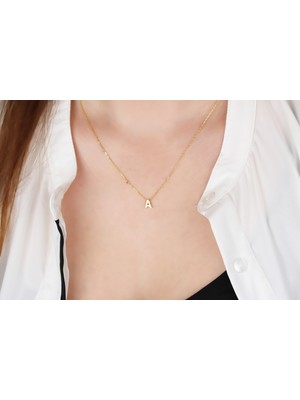 Glorria Gümüş 3 Boyutlu Minimalist A Harfi Kolye