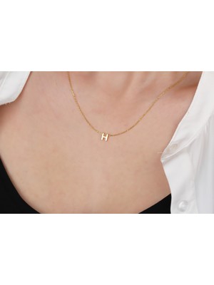 Glorria Gümüş 3 Boyutlu Minimalist H Harfi Kolye