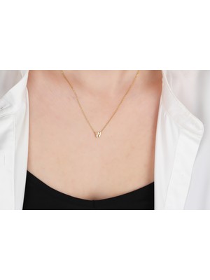 Glorria Gümüş 3 Boyutlu Minimalist W Harfi Kolye