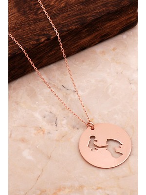 Sümer Telkari Plaka Rose Gümüş Anne Çocuk Kolye 7950