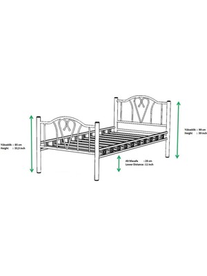 Hier Orkide Tek Kişilik Ferforje Tarz Krem Metal Karyola 100X200