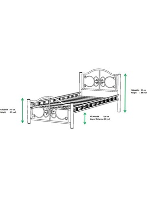 Hier Pero Çift Kişilik Başlıklı Ferforje Krem Metal Karyola 150X200