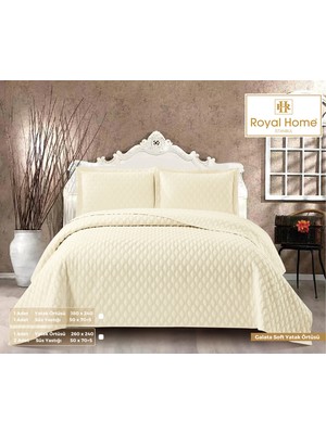 Royal Home Galata Soft Çift Kişilik Yatak Örtüsü Seti 3 Parça Krem