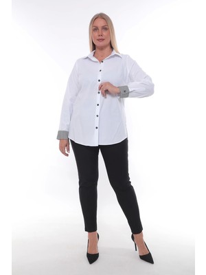 Lady Majestic Cotton Slim Fit Büyük Beden Kadın Gömlek