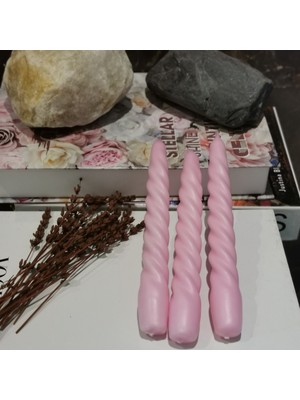 Iv Candles Homedecor Pudra Pembe 3'lü Burgulu Mum