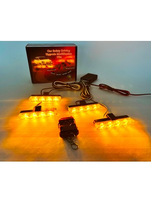 Femex Turuncu Panjur LED 4lü Çakarlı Modlu Kumandalı 12V