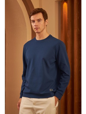 Odelon Erkek Comfort Fit Basic Düz Sweatshirt Lacivert MARS26