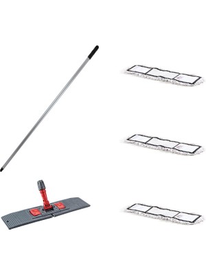 Ekol Tablet Palet Nemli Yedek Mop Takımı Seti - 3 Ad 50 Cm. Nemli Mop + Katlanır Aparat + Metal Sap