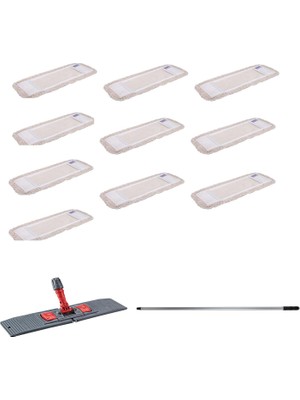 Ekol Tablet Palet Nemli Yedek Mop Takımı Seti - 10 Ad 60 Cm. Nemli Mop + Katlanır Aparat + Metal Sap