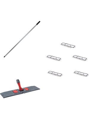 Ekol Tablet Palet Nemli Yedek Mop Takımı Seti - 5 Ad 80 Cm. Nemli Mop + Katlanır Aparat + Metal Sap