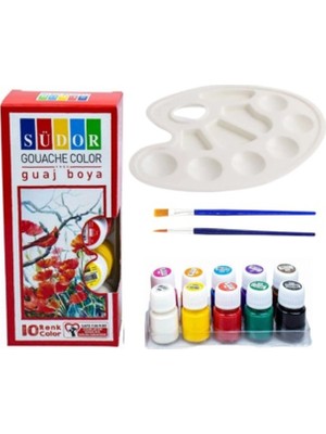 Glanart Guaj Boya Seti ,palet + Ipek Fırçalı 10X25 ml