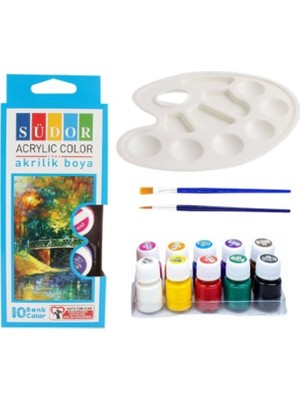 Glanart Akrilik Boya Seti , Palet + Ipek Fırçalı 10X25 ml