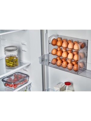 Vip Ahmet Katlı Yumurtalık 3 Raflı Yumurta Organizeri Şefaf Füme