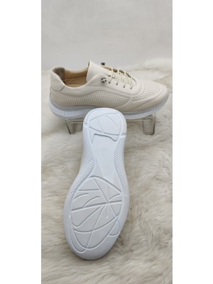 Çiğdem Kundura Çiğdem Gerçek Deri Krem Ortopedik Kadın Günlük Ayakkabı - Bej - 36 - ST02608-13222