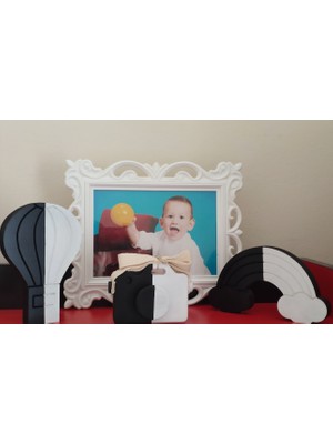 Farklica Doğal Ahşap Gökkuşağı + Balon + Fotoğraf Makinesi Beşiktaşlı Renklere Özel 3 Lü Set