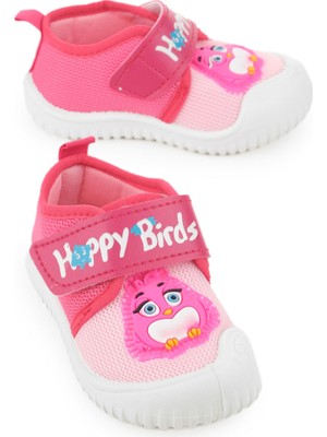 Gezer Yazlık Keten Kız Bebe Happy Birds Cırtlı Ayarlanabilir Ayakkabı