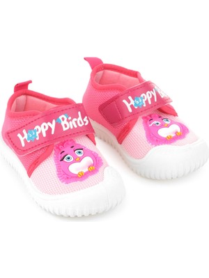 Gezer Yazlık Keten Kız Bebe Happy Birds Cırtlı Ayarlanabilir Ayakkabı