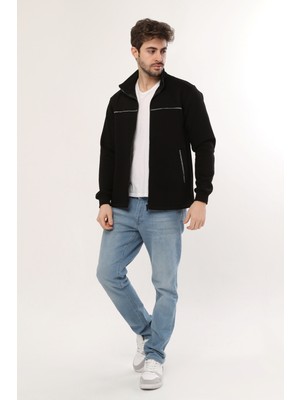 Uniprom Casual Ceket 3 Iplik Şardonlu Mevsimlik Günlük Ceket Siyah