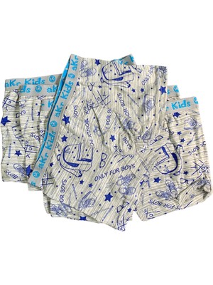 Süsen Lingerie Pamuklu Beyaz Erkek Çocuk Boxer, 5'lı Çocuk Likralı Boxer, Çoklu Çocuk Boxer, Çocuk Iç Giyim