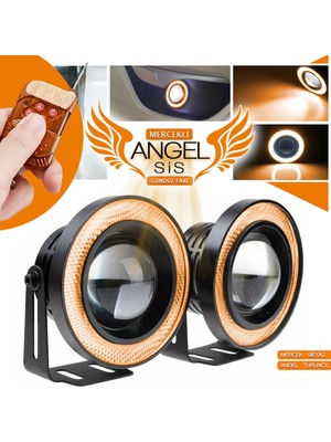 C9 Mercekli Angel LED Halkalı Sis Far 76MM Su Geçirmez Angel Kumandalı Renk Seçenekli (Beyaz, Buz Mavi, Turuncu)