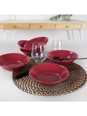 Keramika Yılbaşı  Hitit Carmen Kırmızı Yemek Tabağı 18 cm 6 Adet