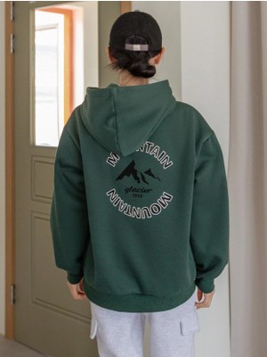 Trendseninle Kadın Mountain Glacier Baskılı Sweatshirt