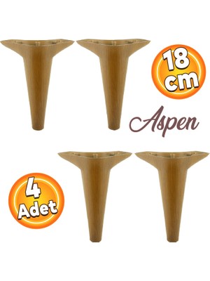 Badem10 Aspen Lüks Mobilya Kanepe Koltuk Tv Ünitesi Baza Ayağı Ayakları 18 Cm Kahverengi Ayak (4 Adet)