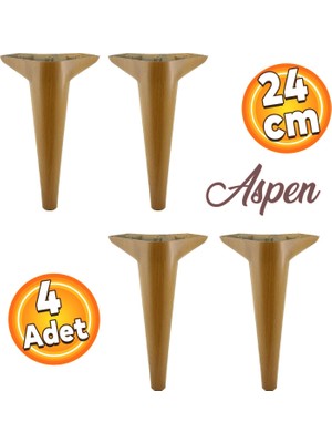 Badem10 Aspen Lüks Mobilya Kanepe Koltuk Tv Ünitesi Baza Ayağı Ayakları 24 Cm Kahverengi Ayak (4 Adet)