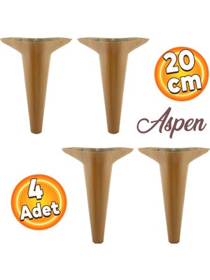 Badem10 Aspen Lüks Mobilya Kanepe Koltuk Tv Ünitesi Baza Ayağı Ayakları 20 Cm Koyu Ceviz (4 Adet)