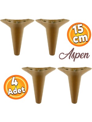 Badem10 Aspen Lüks Mobilya Kanepe Koltuk Tv Ünitesi Baza Ayağı Ayakları 15 Cm Koyu Ceviz Ayak (4 Adet)