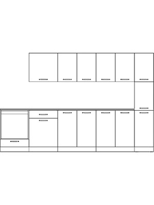 Visas Concept 320 Cm Beyaz-Antrasit- Visas Hazır Mutfak Dolabı- Kiler Modüllü