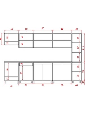 Visas Concept 320 Cm Hıgh Gloss Kapak Beyaz-Siyah - Güler Hazır Mutfak Dolabı-Kiler Modüllü