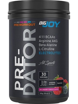 Bigjoy Pre-Dator 510 gr Pre-Workout Tozu BCAA ve Vitaminler ile Enerji Artışı Sağlar