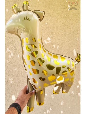 Pekshop Zürafa Folyo Balon Parlak Gold Detaylı Büyük Zürafa Doğum Günü Balonu