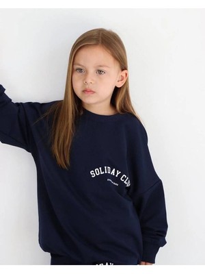 Yaren Kids Kız Çocuk Siyah Unisex Soliday Club Baskılı Çocuk Eşofman Takımı - 3 Iplik Şardonlu Takım