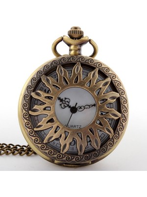 Keyfim Shop Kişiye Özel Güneş  Kabartmalı Büyük Boy Köstekli Saat Kolye