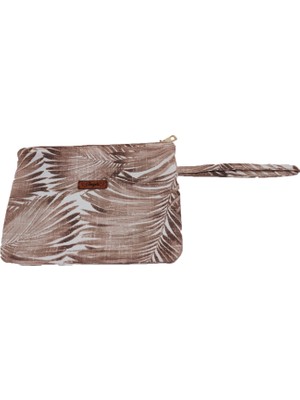Angel's Collection Kahve Palmiyeler - Portföy Çanta - Clutch Ça