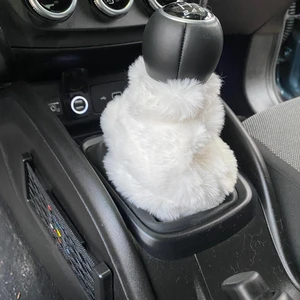 Oto Aksesuarcım Yumuşak Peluş Vites Körüğü Vites Süsü Beyaz