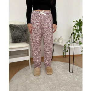 Kadın Pijama Altı Kurdeleli Beyaz Siyah Kare