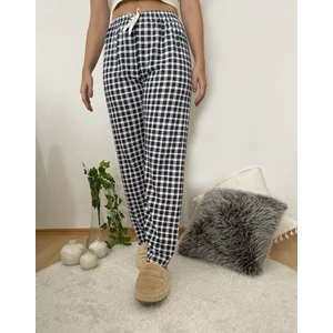 Kadın Pijama Altı Kurdeleli Beyaz Siyah Kare