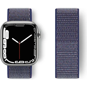 Apple Watch 42MM Hasırlı Cırtcırtlı Kordon - Lacivert