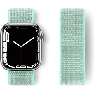 Apple Watch 42MM Hasırlı Cırtcırtlı Kordon - Turkuaz