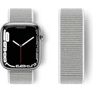 Apple Watch 45MM Hasırlı Cırtcırtlı Kordon - Beyaz