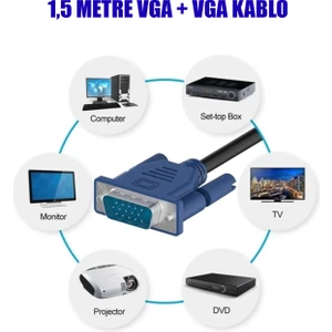 APX-VGA02 1,5 Metre VGA Görüntü Kablosu 1.5 Metre Monitör Kablosu VGA Kablo