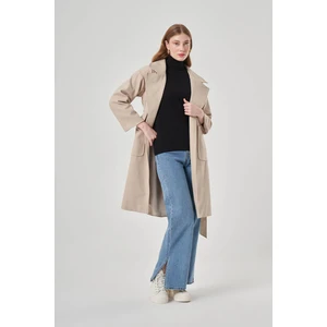 Basıc Kaşe Dokulu Bej Kaban